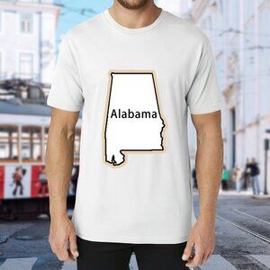 Alabama State Outline Graphic Tee - White
